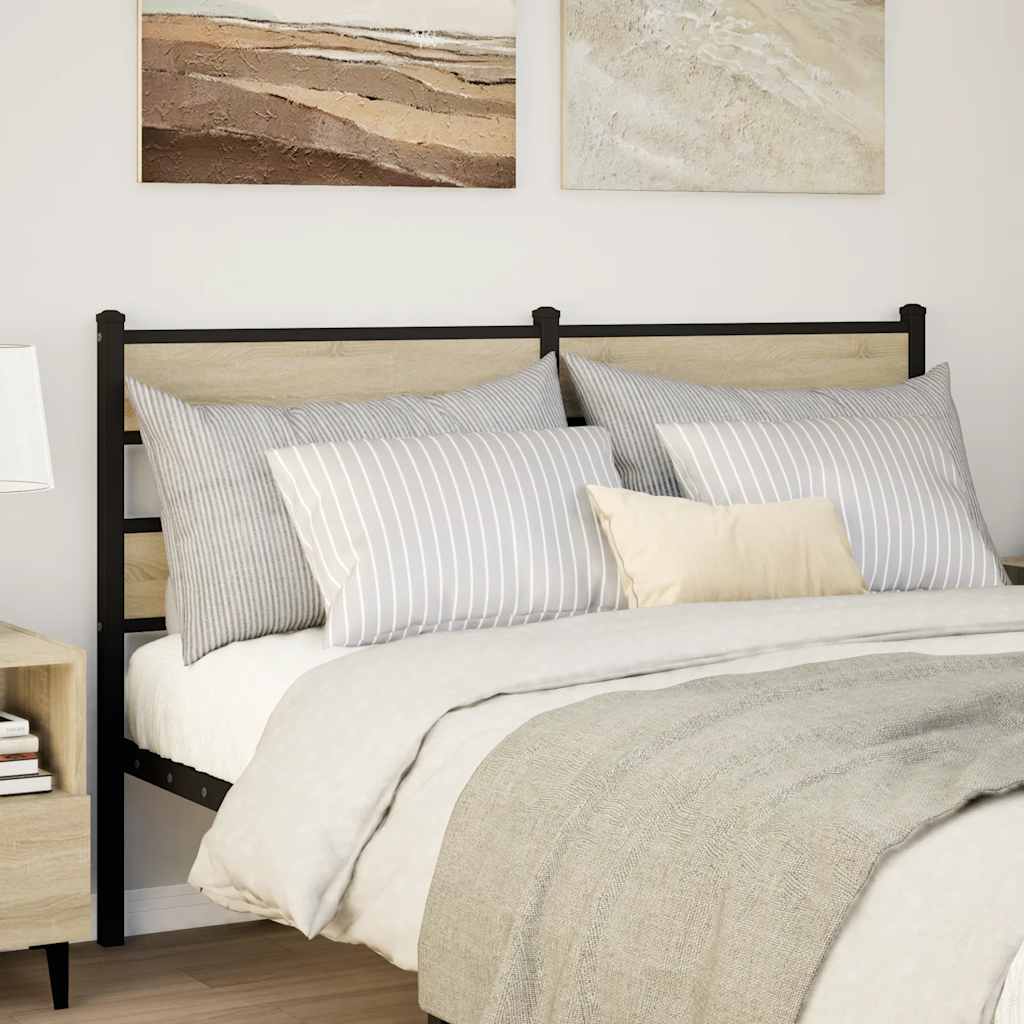 vidaXL Vervangend hoofdbord 75 cm ijzer en bewerkt hout gerookt eikenkleurig