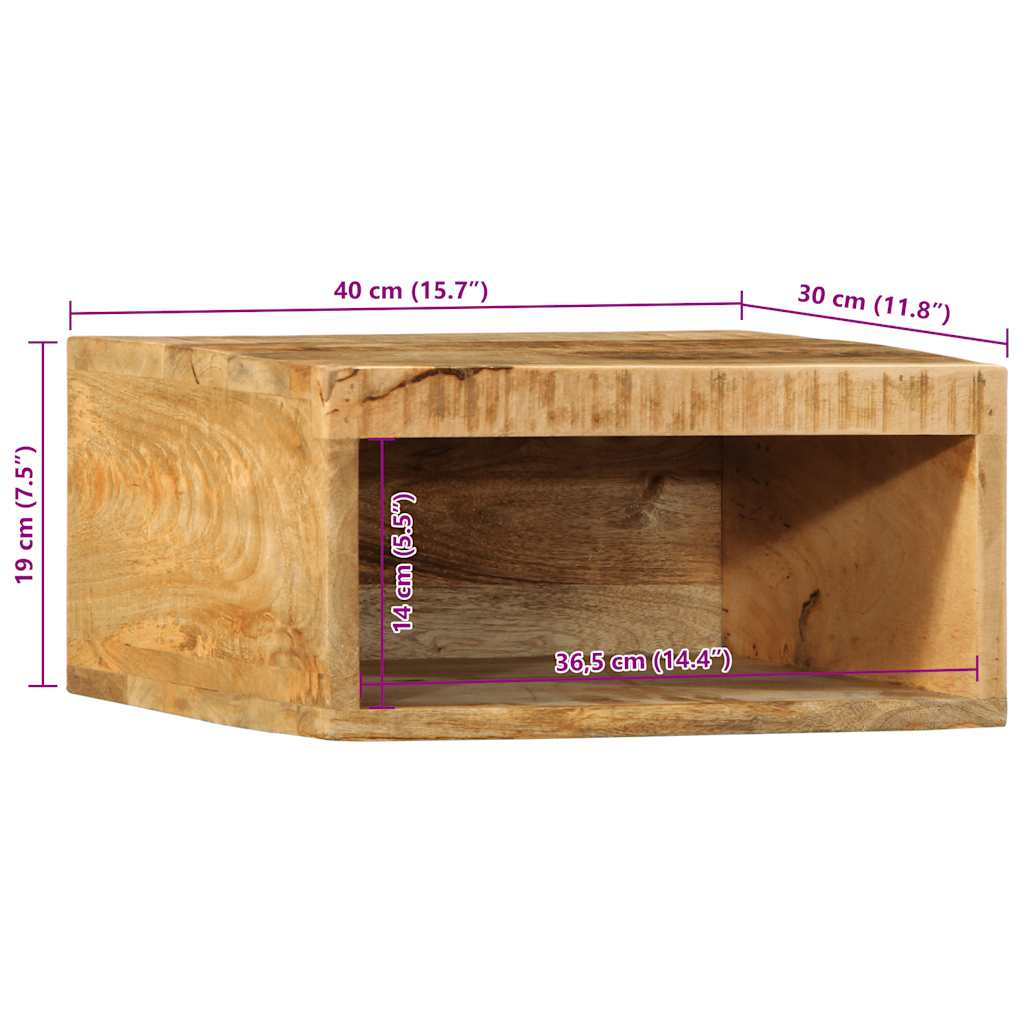 vidaXL Tv-meubel wandmontage 40x30x19 cm massief ruw mangohout