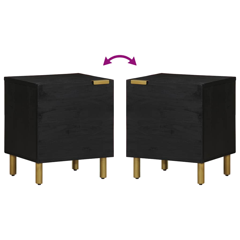 vidaXL Bedside Cabinet 40x33x46 cm Solid Mango Wood Black