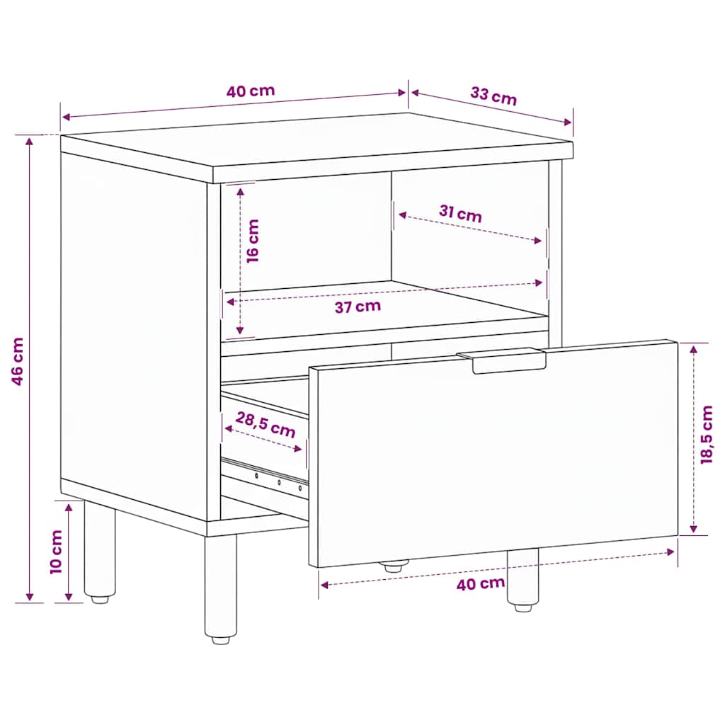 vidaXL Nightstand 40x33x46 cm engineered wood black
