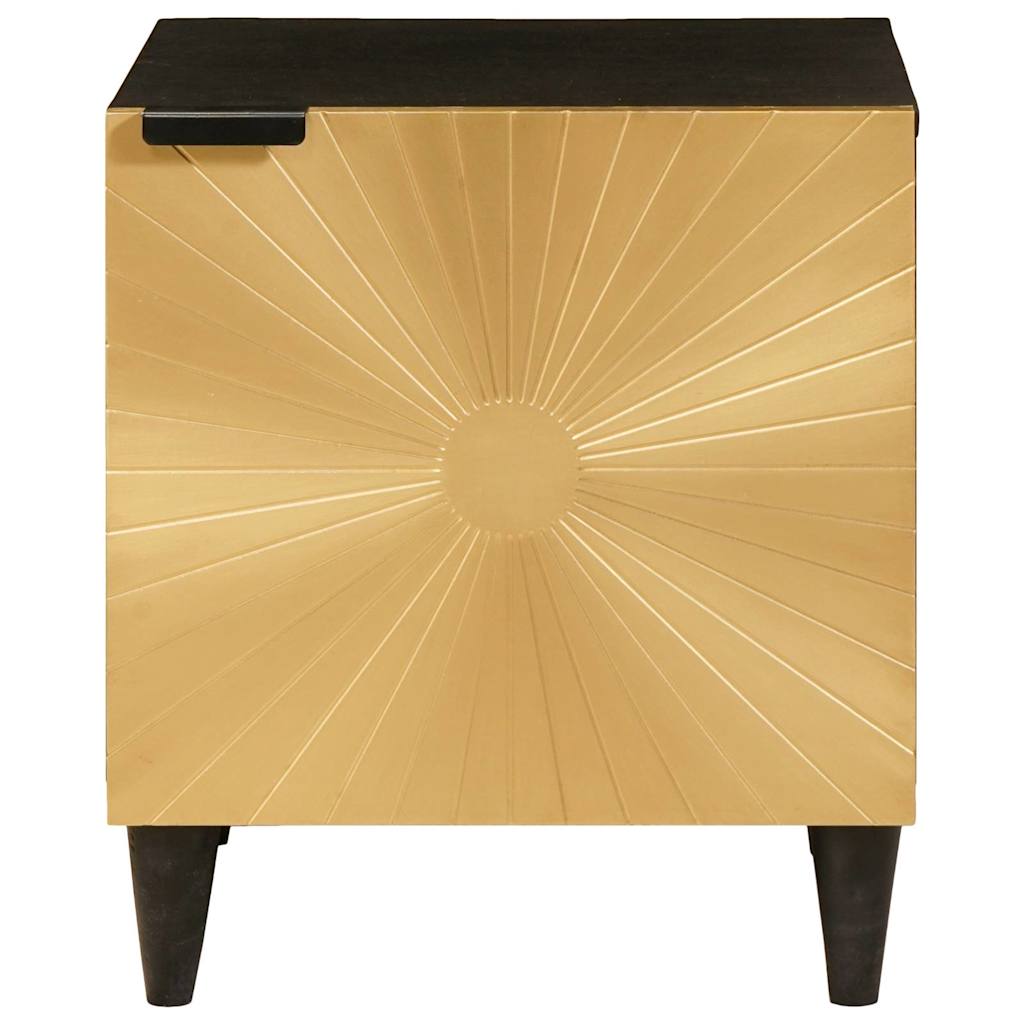vidaXL Nachtkastje Zwart en Goud 40 x 33,5 x 46 cm Massief acaciahout
