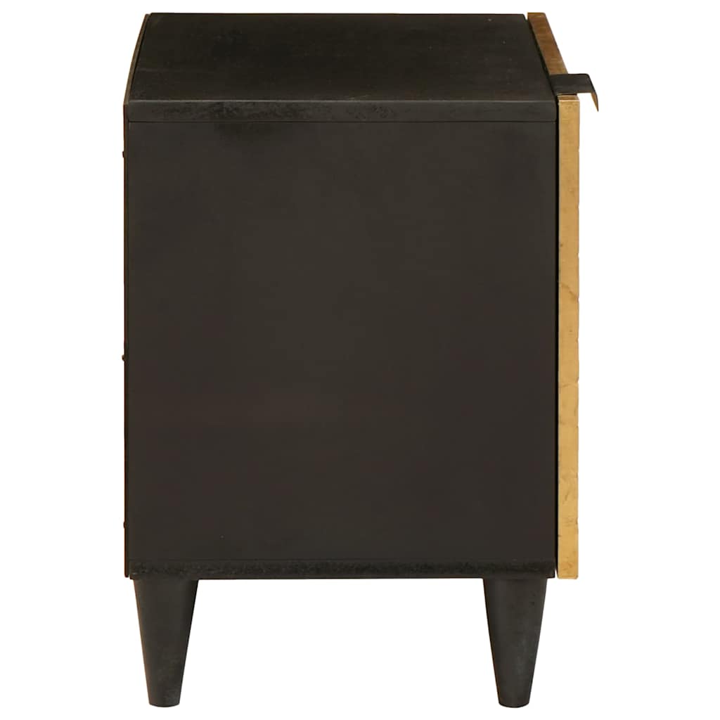 vidaXL Nachtkastje Zwart en Goud 40 x 33,5 x 46 cm Massief acaciahout