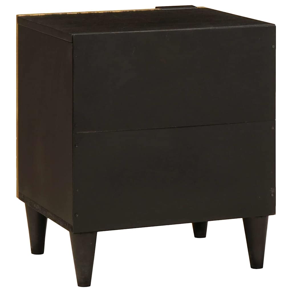 vidaXL Nachtkastje Zwart en Goud 40 x 33,5 x 46 cm Massief acaciahout