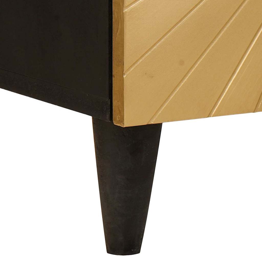 vidaXL Nachtkastje Zwart en Goud 40 x 33,5 x 46 cm Massief acaciahout