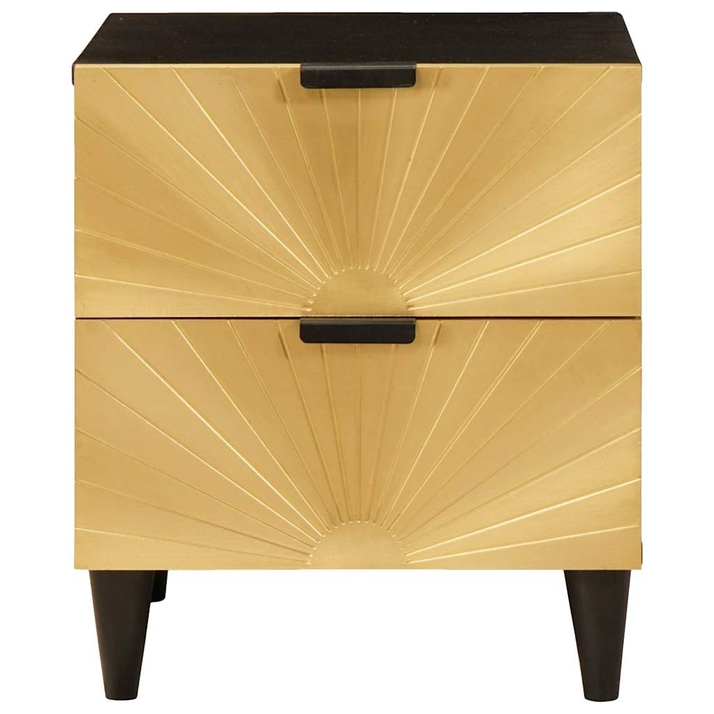 vidaXL Nachtkastje Zwart en Goud 40 x 33,5 x 46 cm Massief acaciahout