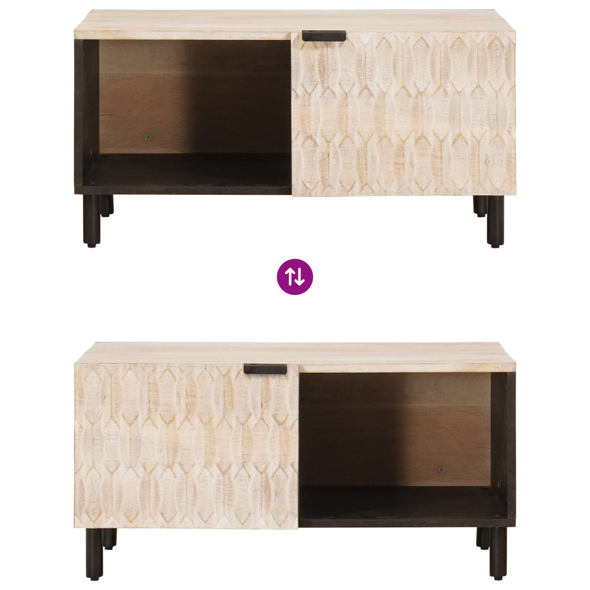 vidaXL Salontafel Wit 80 x 50 x 40 cm Massief Mango Hout