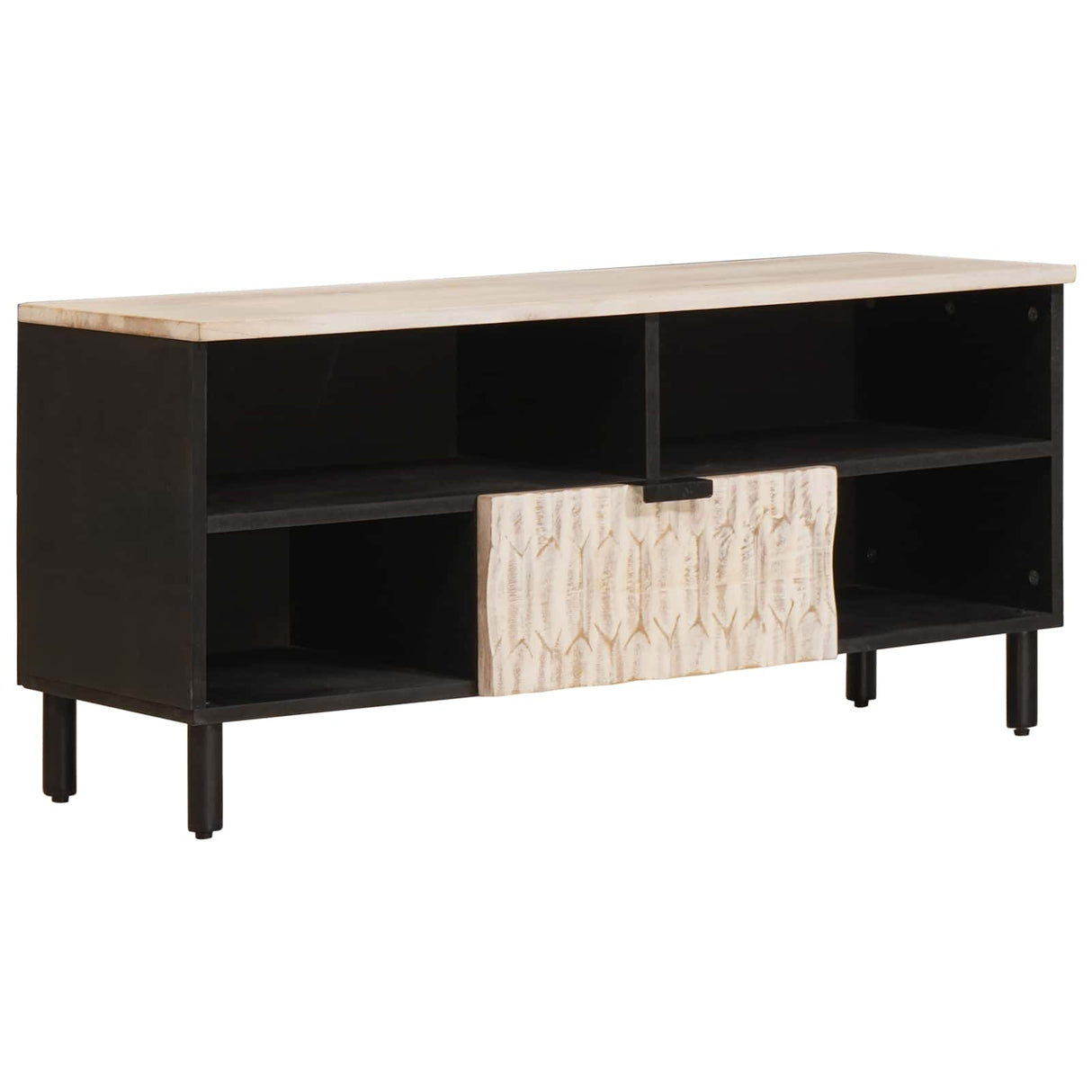 vidaXL TV Kast Witte Was Afwerking 100 x 33 x 46 cm Massief Mango Hout
