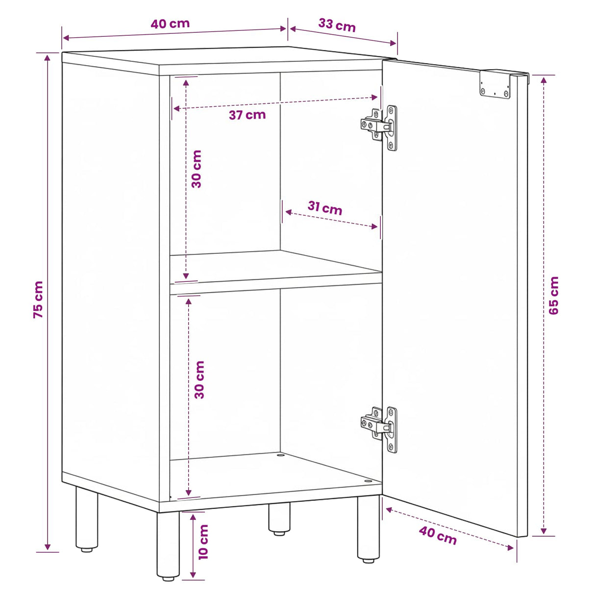 vidaXL Dressoir Witte Was Afwerking 40 x 33 x 75 cm Massief Mango Hout