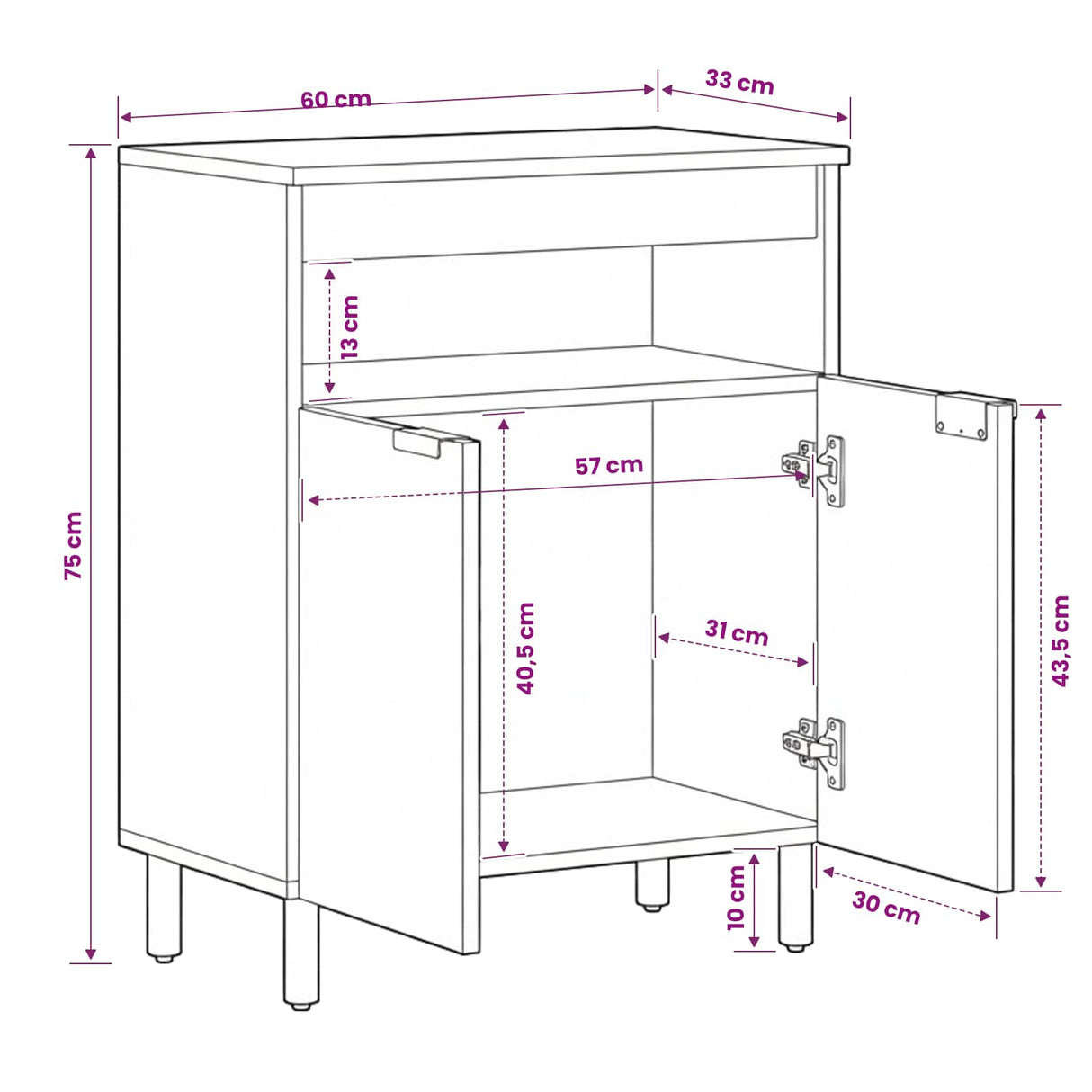 vidaXL Sideboard White Wash 60 x 33 x 75 cm Solid Mango Wood