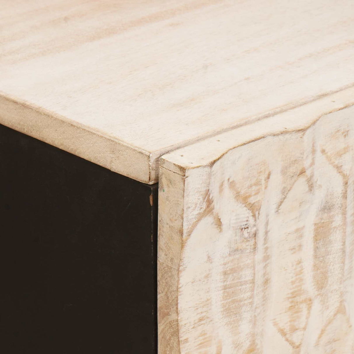vidaXL Sideboard White Wash Finish 80 x 33 x 75 cm Solid Mango Wood