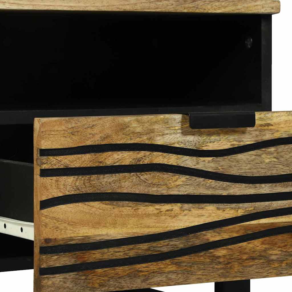vidaXL Salontafel Bruin en Zwart 80 x 54 x 40 cm Massief acaciahout