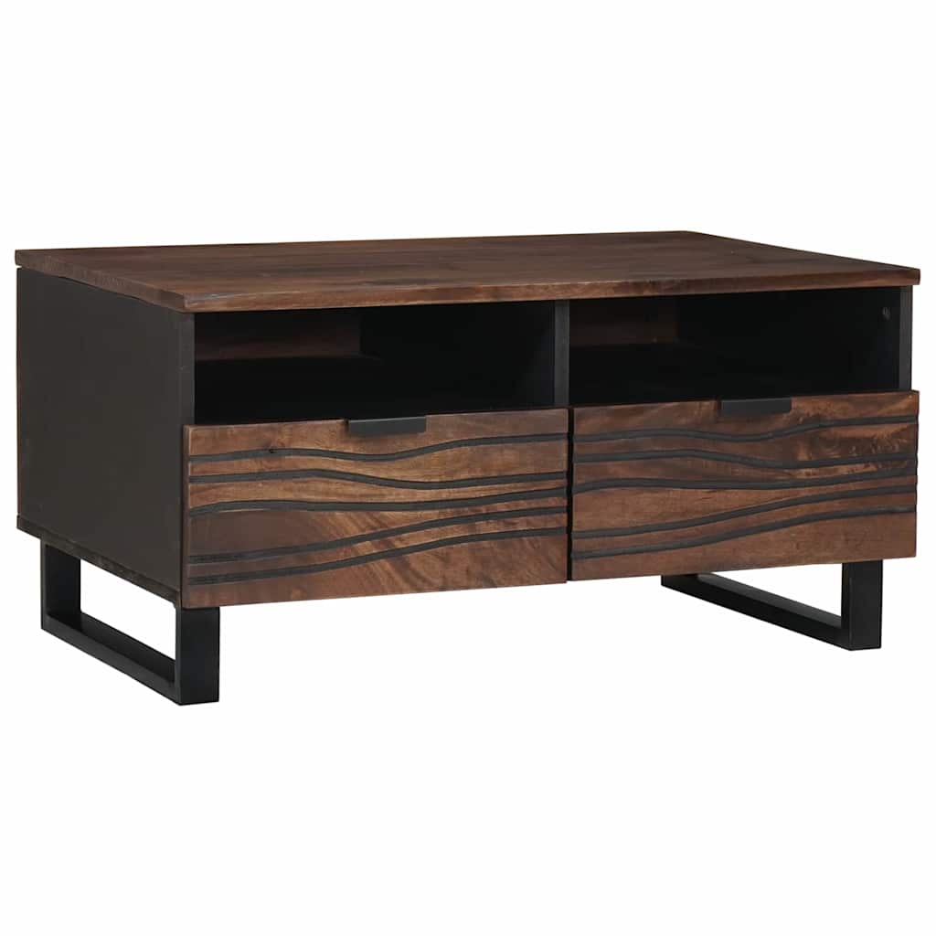 vidaXL Salontafel Bruin en Zwart 80 x 54 x 40 cm Massief acaciahout