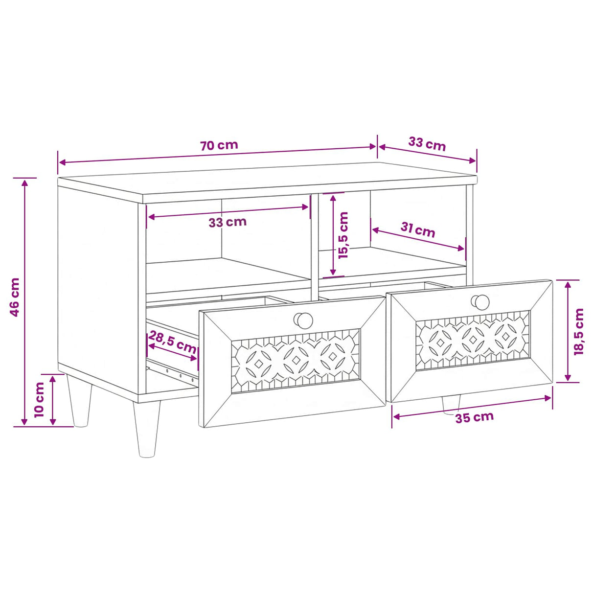 vidaXL TV Cabinets with Drawer Light Brown 70 x 33 x 46 cm Engineered Wood