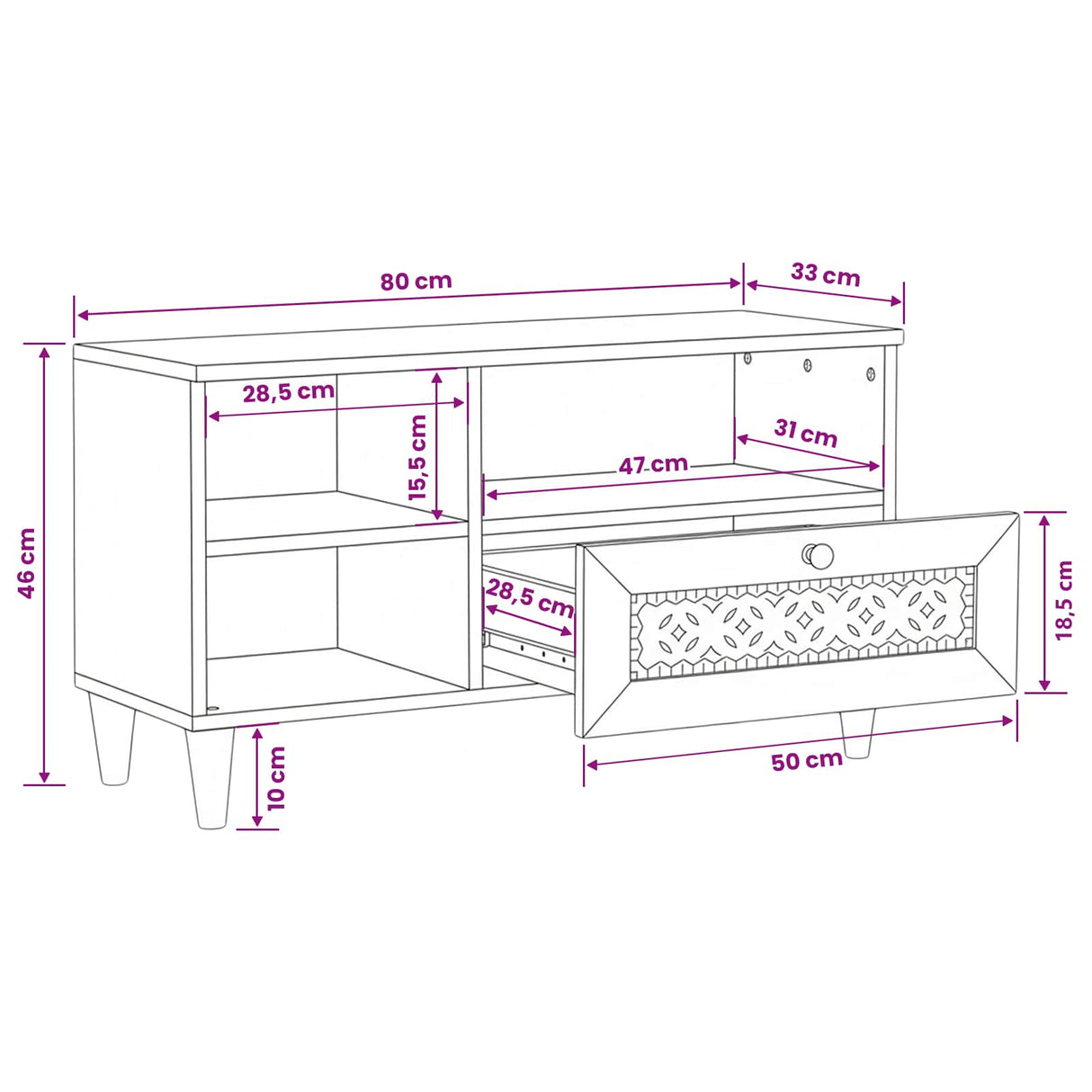 vidaXL TV Eenheden met lade Lichtbruin 80 x 33 x 46 cm Bewerkt hout