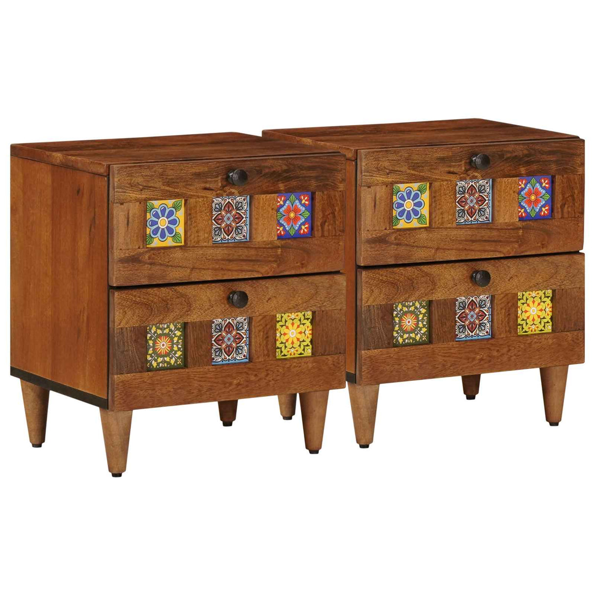 vidaXL Nachtkastje met lade Bruin 40 x 33 x 46 cm Massief Mango Hout