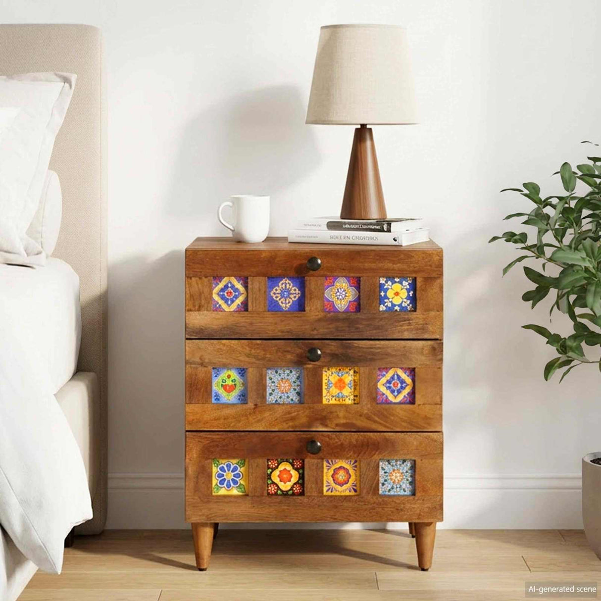 vidaXL Nightstand with Drawer Brown 50 x 33 x 62 cm Solid Mango Wood