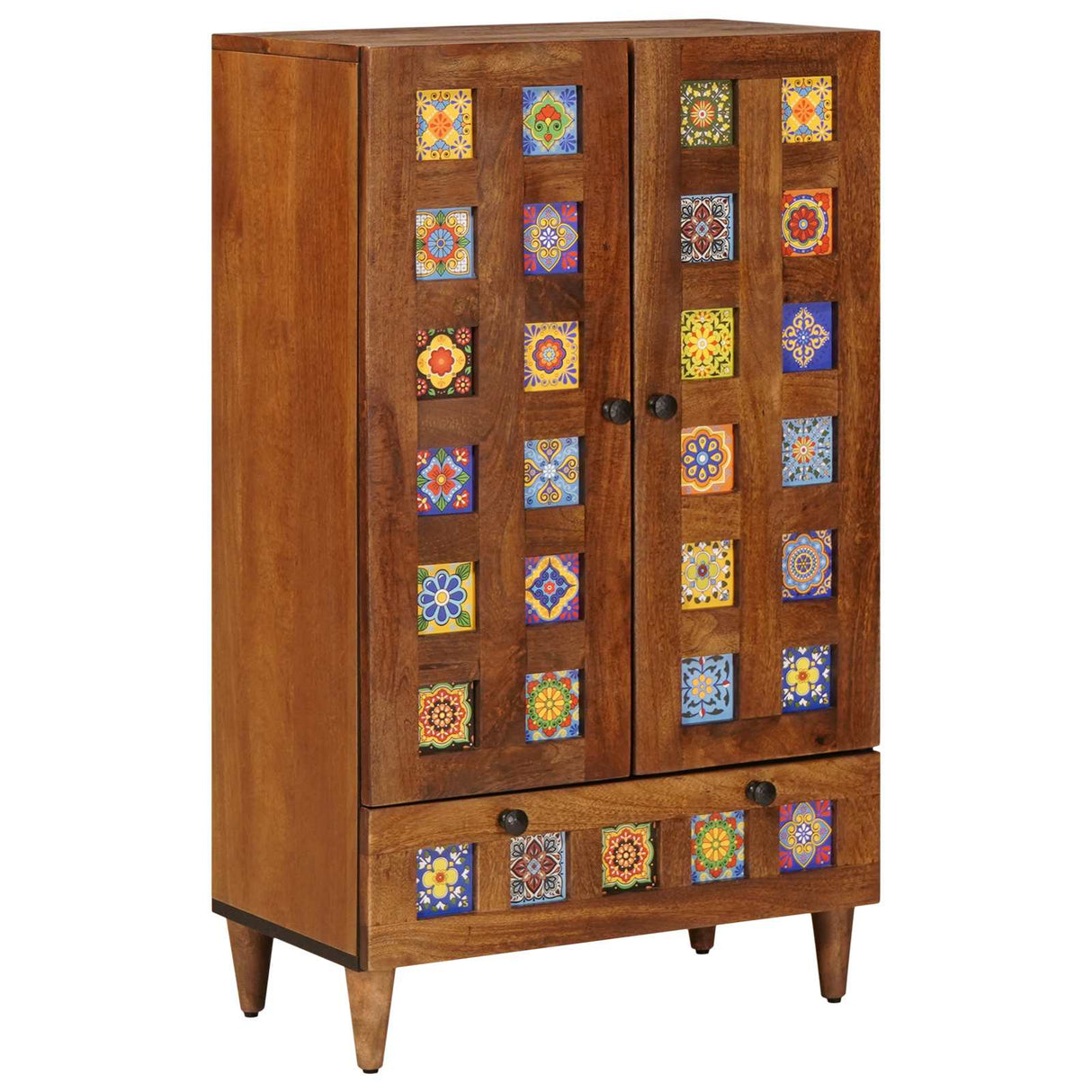 vidaXL Highboard Walnotenhout 60 x 33,5 x 100 cm Massief Mango Hout