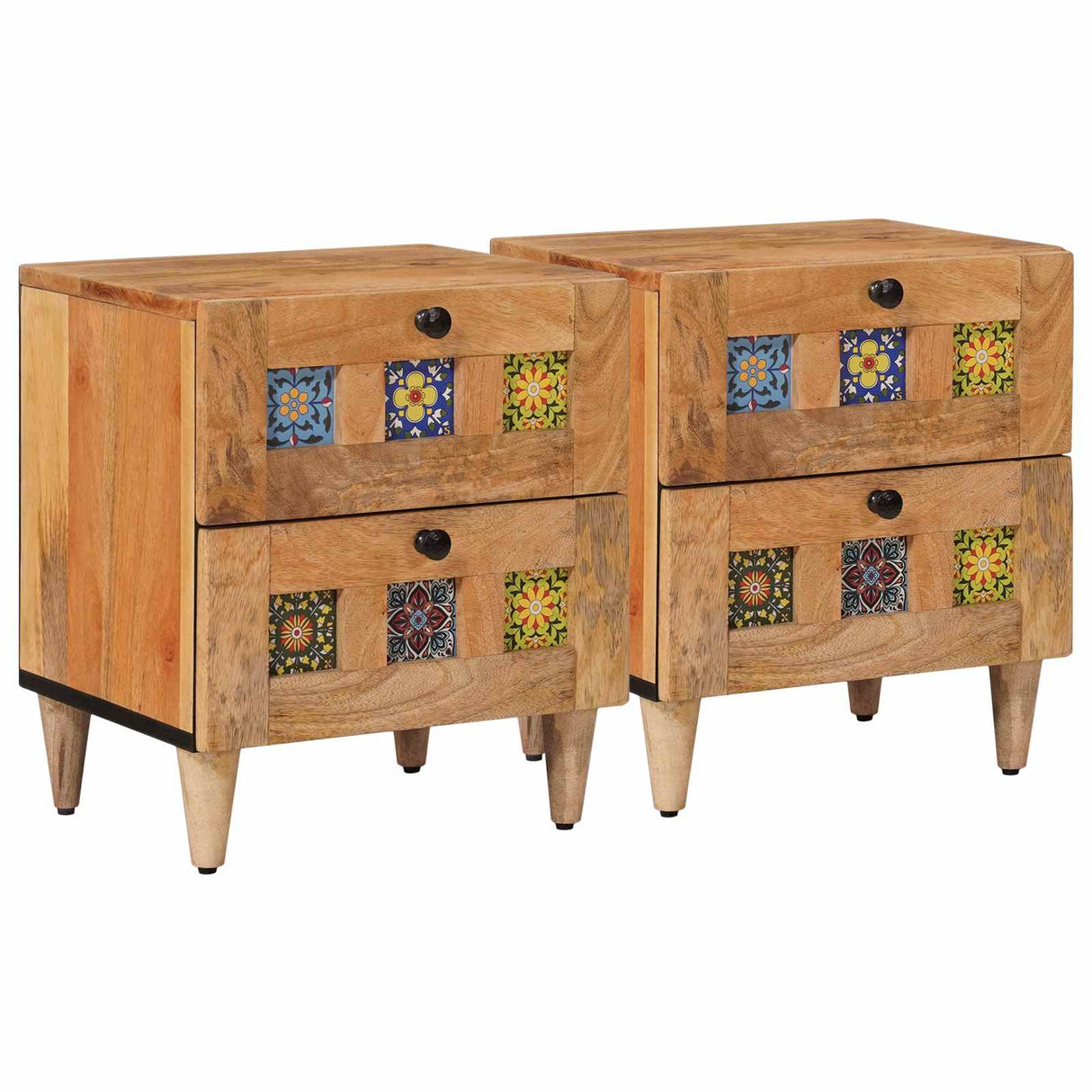 vidaXL Nachtkastje met lade Bruin 40 x 33 x 46 cm Massief Mango Hout