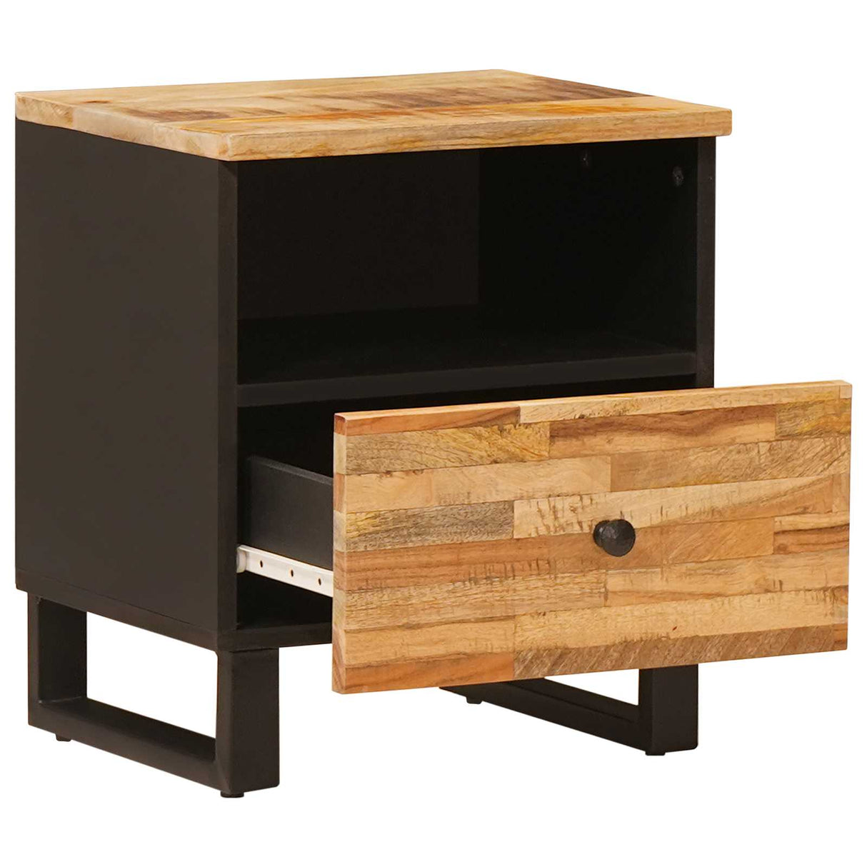 vidaXL Bedkast met lade Bruin 40 x 33 x 46 cm Massief Mango Hout