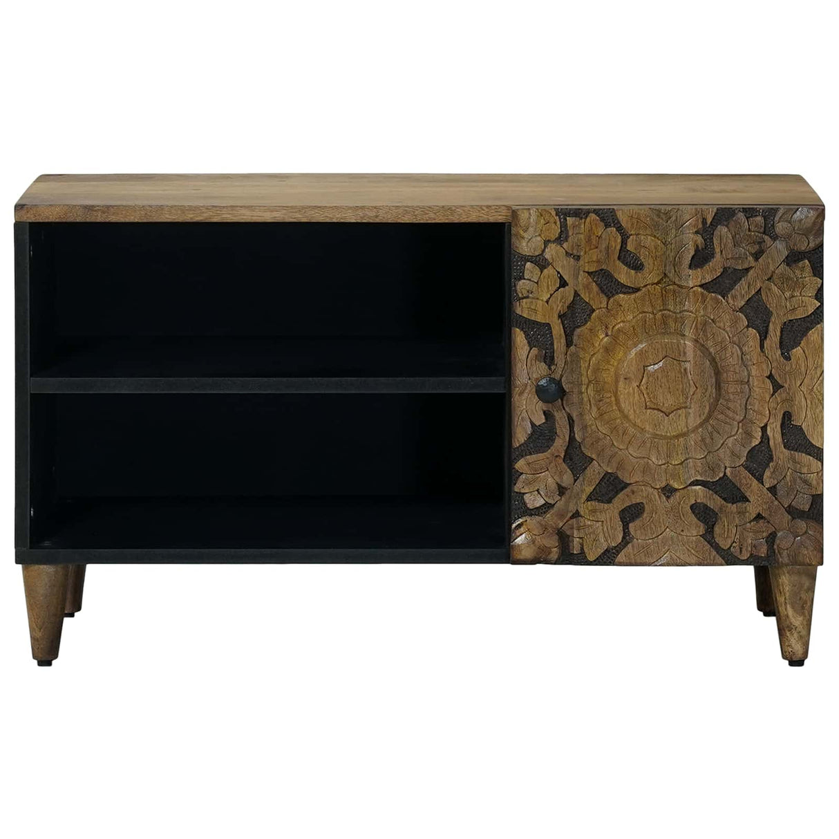 vidaXL TV Kast met plank Wit 80 x 31,5 x 46 cm Massief Mango Hout