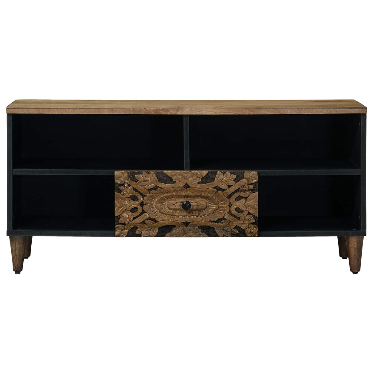 vidaXL TV Kast met lade Wit 100 x 33,5 x 46 cm Massief Mango Hout