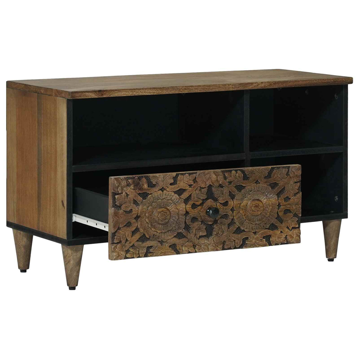 vidaXL TV Kast met lade Wit 80 x 33,5 x 46 cm Massief Mango Hout