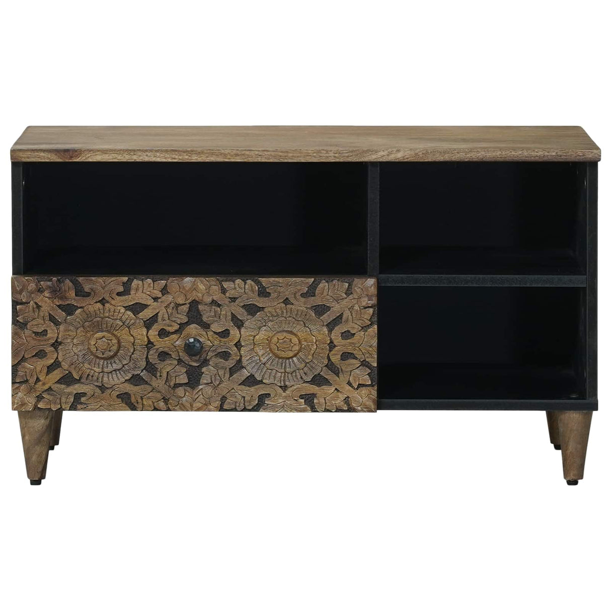 vidaXL TV Kast met lade Wit 80 x 33,5 x 46 cm Massief Mango Hout