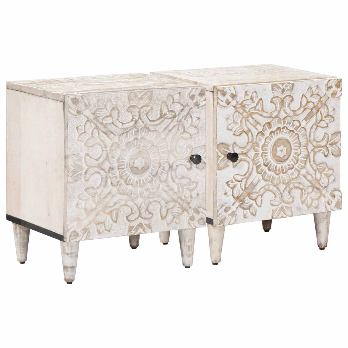 vidaXL Table de chevet blanc 40 x 33,5 x 46 cm Bois de manguier massif