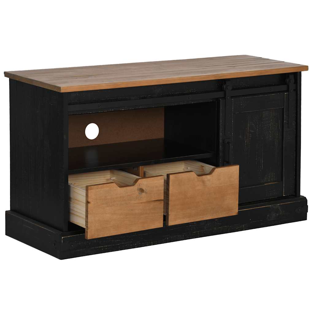 vidaXL Tv-meubel HALDEN met schuifdeur wit 110x40x60 cm massief hout