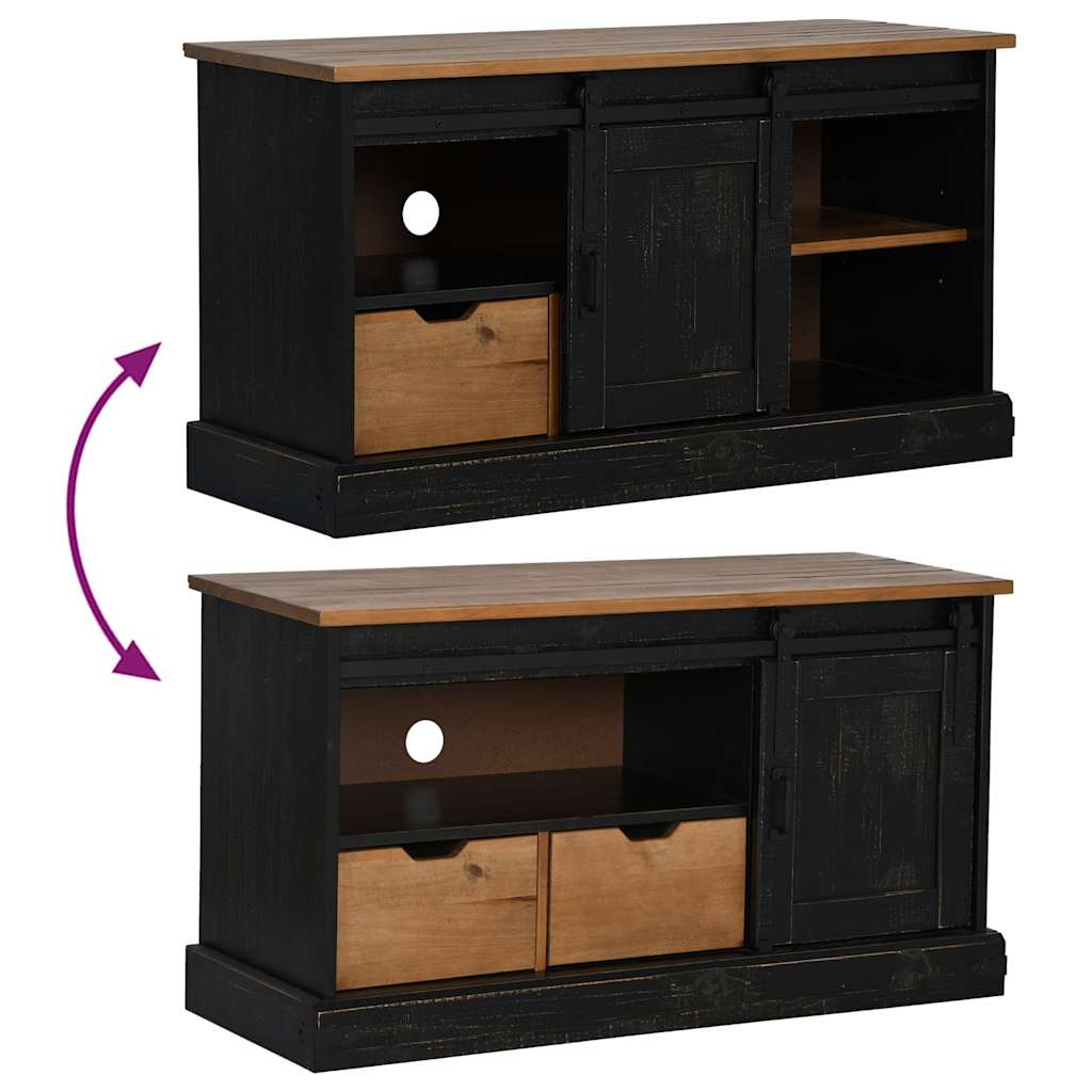 vidaXL Tv-meubel HALDEN met schuifdeur wit 110x40x60 cm massief hout