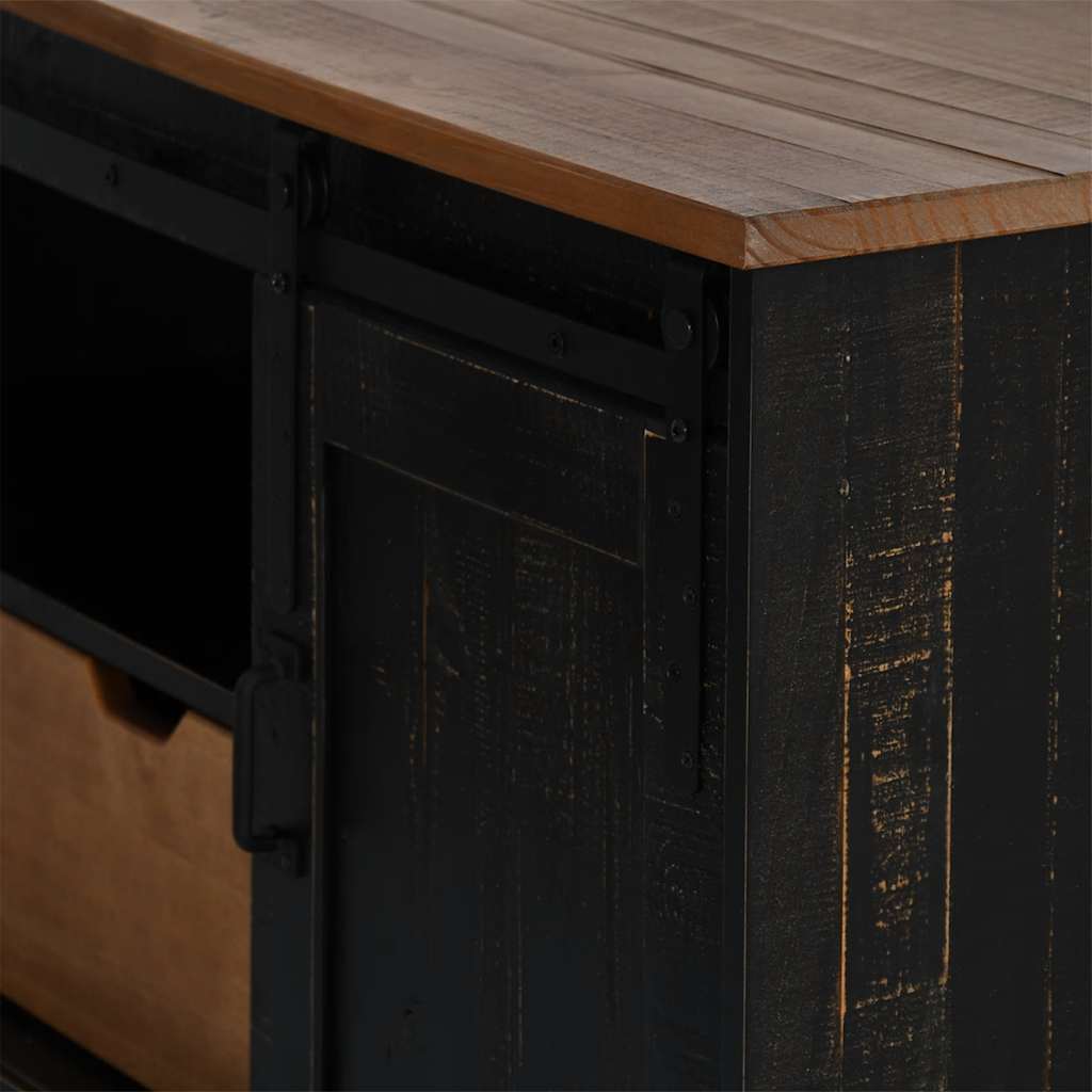 vidaXL Tv-meubel HALDEN met schuifdeur wit 110x40x60 cm massief hout