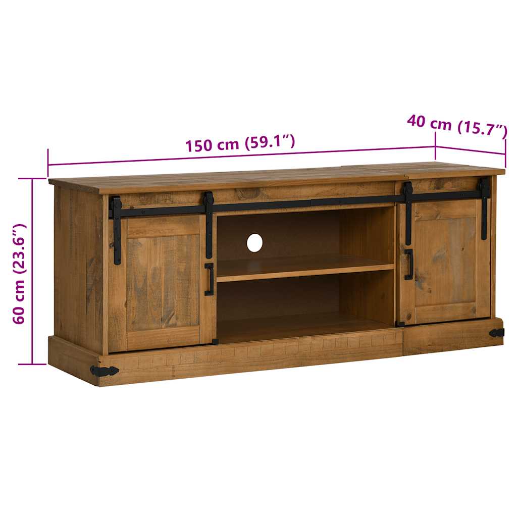 vidaXL Tv-meubel HALDEN 2 schuifdeuren 150x40x60 cm massief hout wit