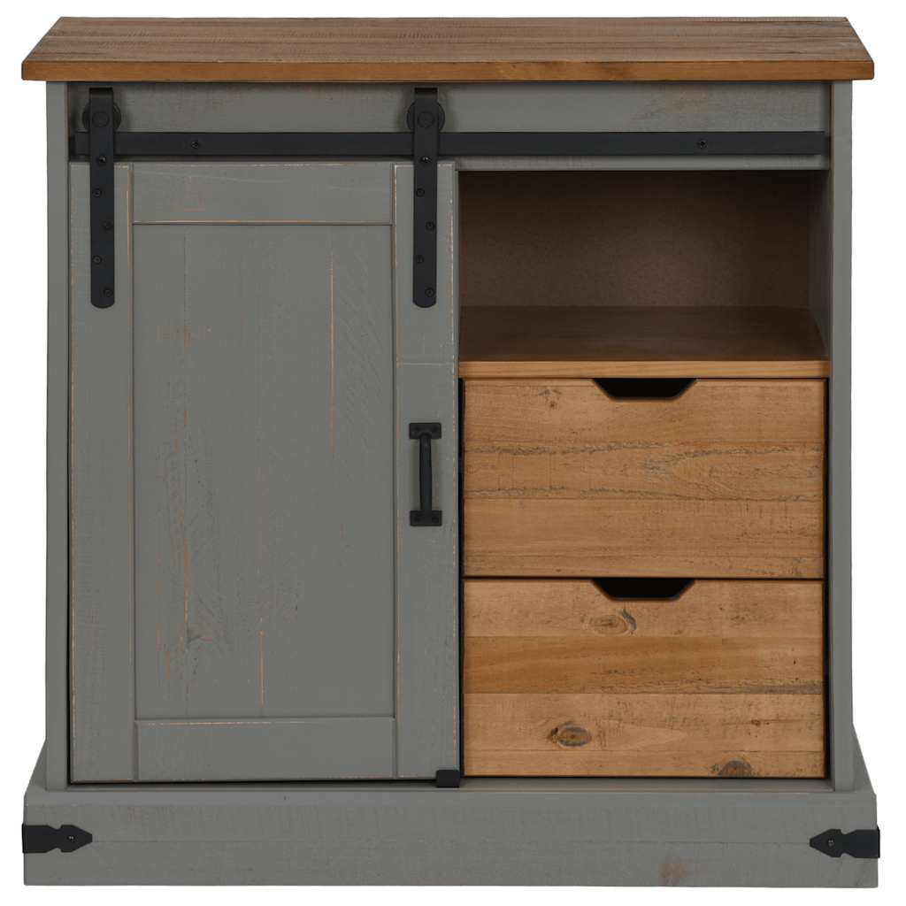 vidaXL Dressoir HALDEN met schuifdeur 80x40x80 cm massief hout wit