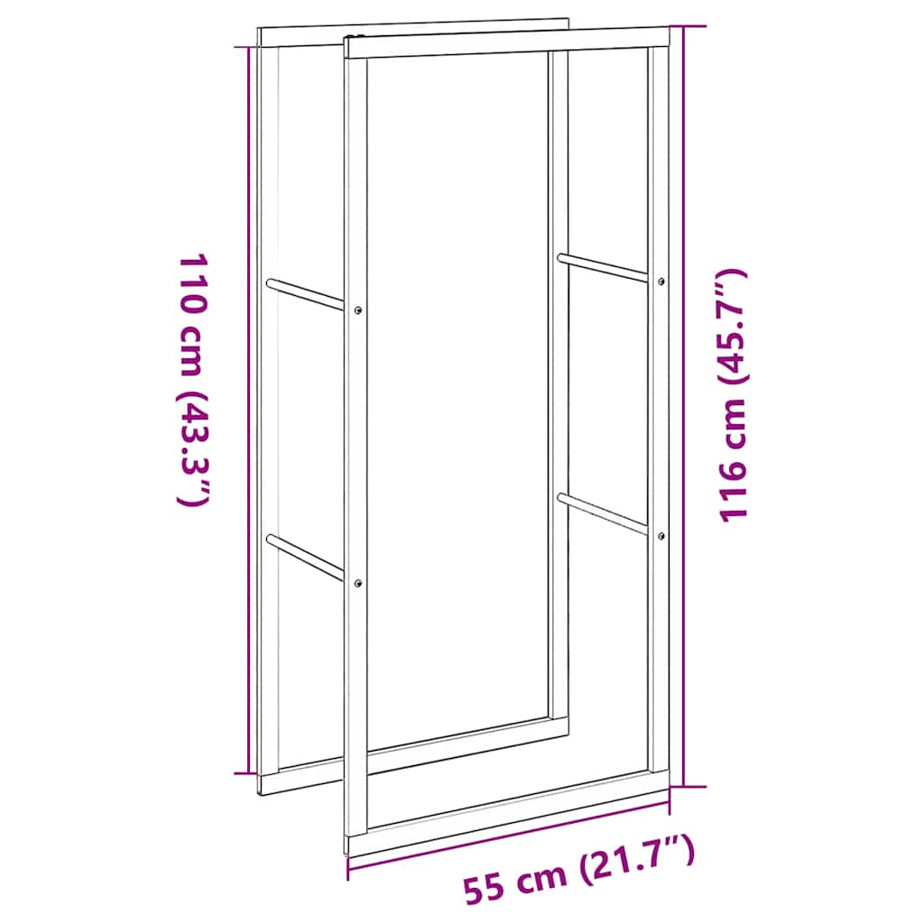 vidaXL Haardhoutrek 55x30x61 cm staal zwart