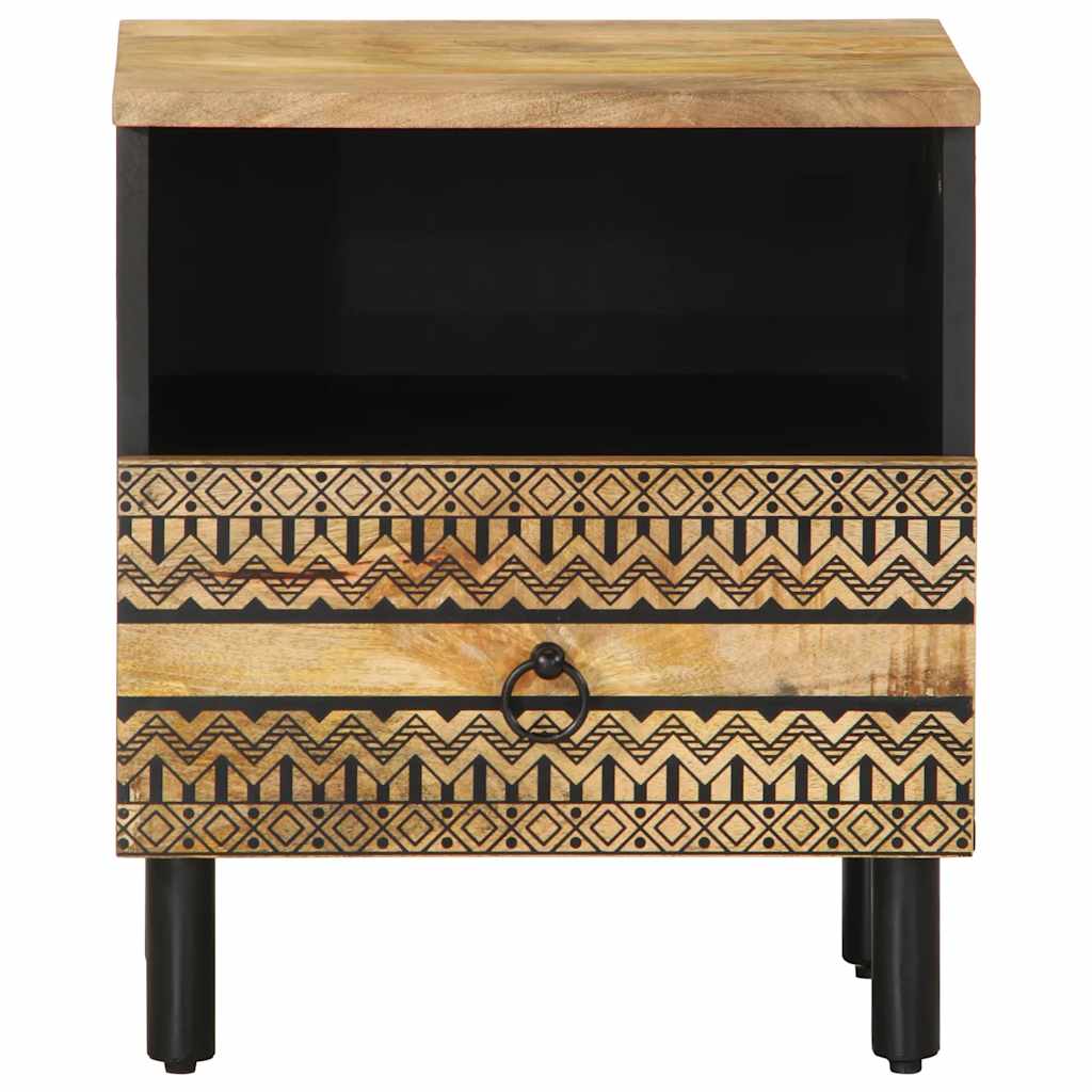 vidaXL Nachtkastje 40x33x46 cm massief ruw mangohout zwart