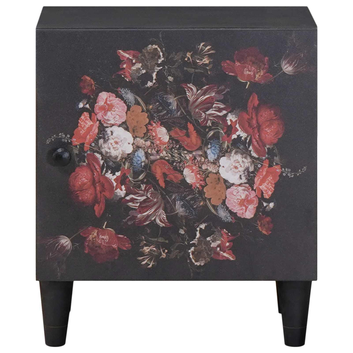 vidaXL Nachttafeltje met Deur Zwart 40 x 33 x 46 cm Massief Mango Hout