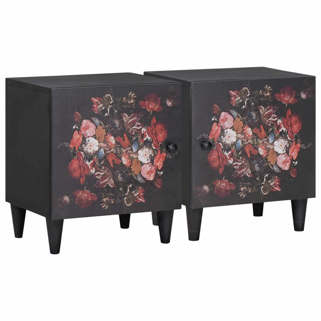 vidaXL Nachttafeltje met Deur Zwart 40 x 33 x 46 cm Massief Mango Hout
