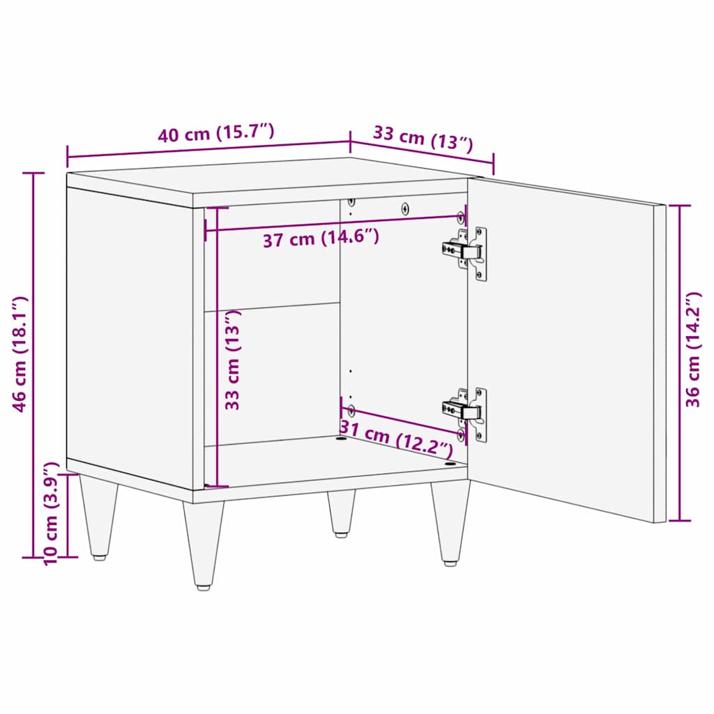 vidaXL Nachttafeltje met Deur Honing bruin 40 x 33 x 46 cm
