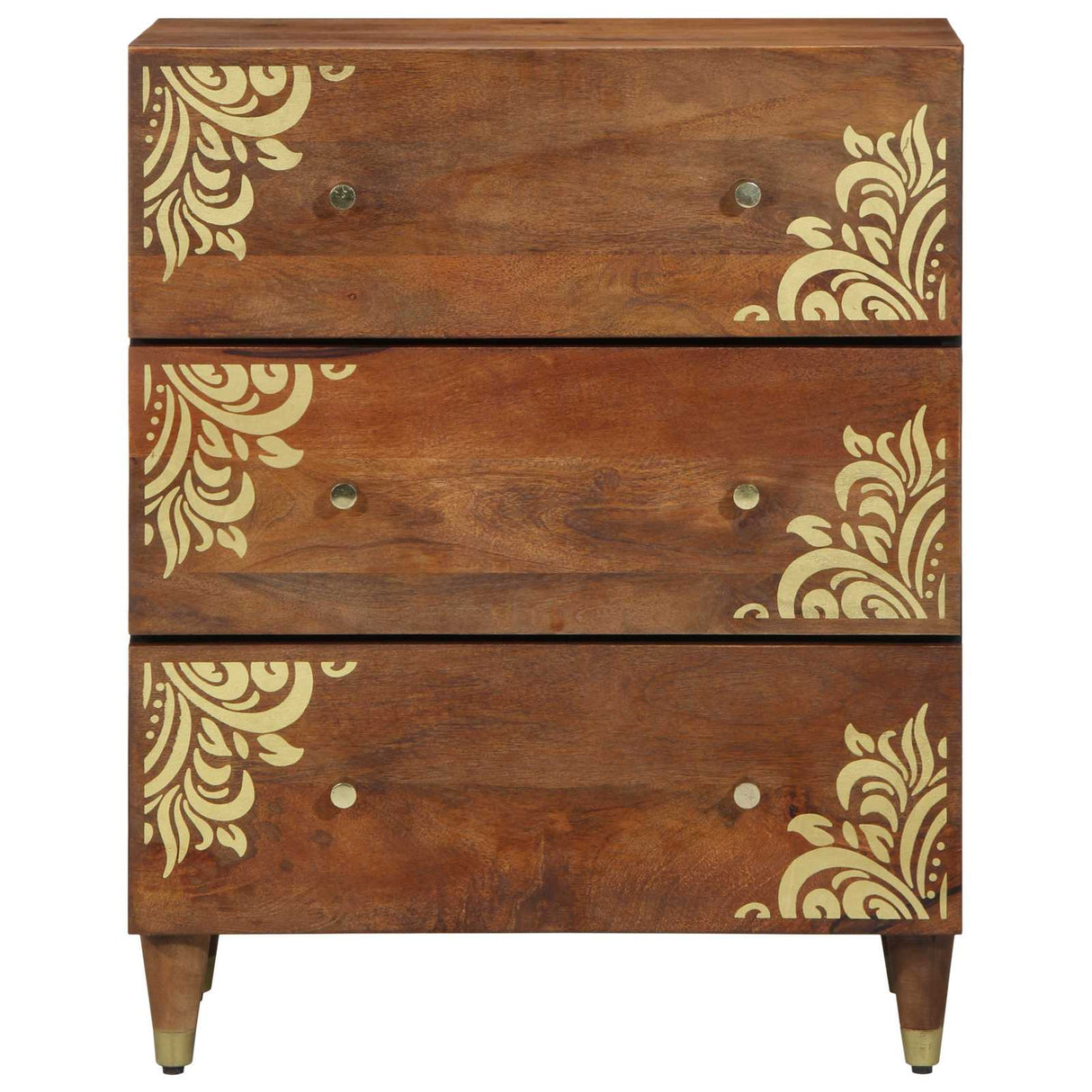 vidaXL Dressoir Grijs en Goud 60 x 33 x 75 cm Massief Mango Hout