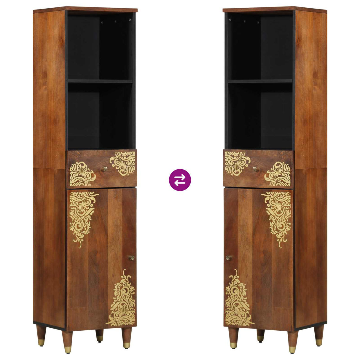 vidaXL Badkamerkast Honingbruin 38 x 33 x 160 cm Massief Mango Hout