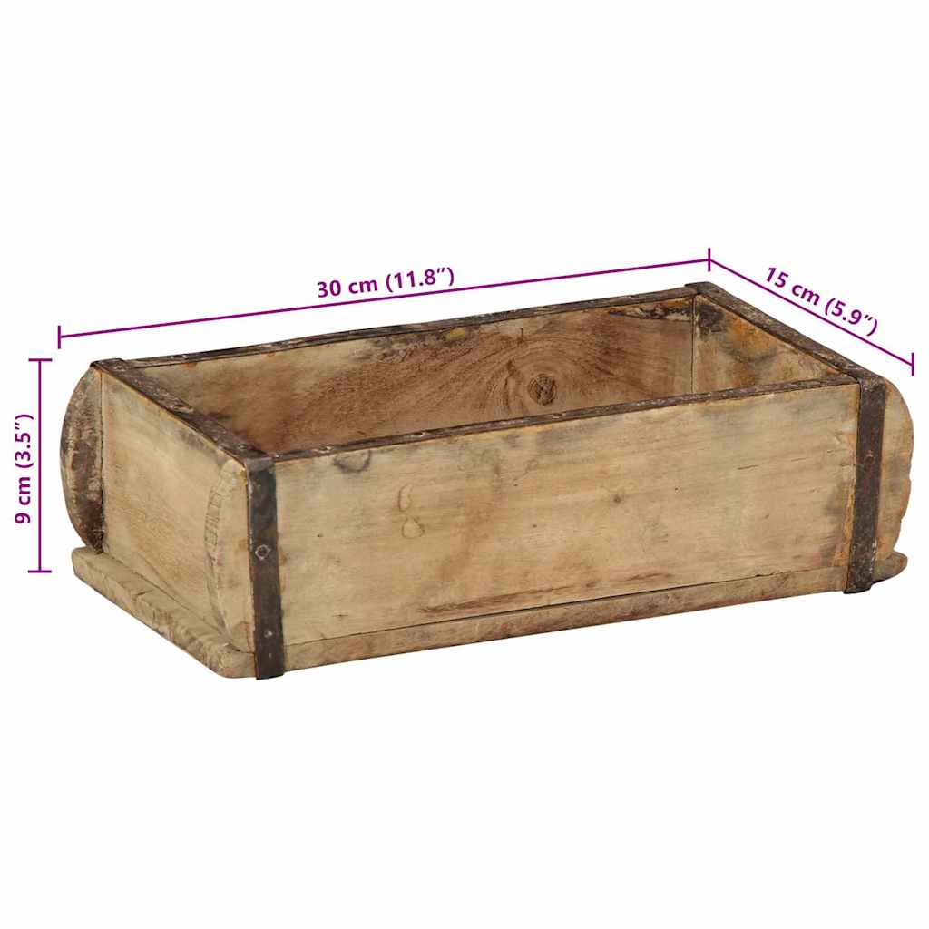 vidaXL Dienblad Bruin 30 x 15 x 9 cm Massief Gerecycleerd Hout
