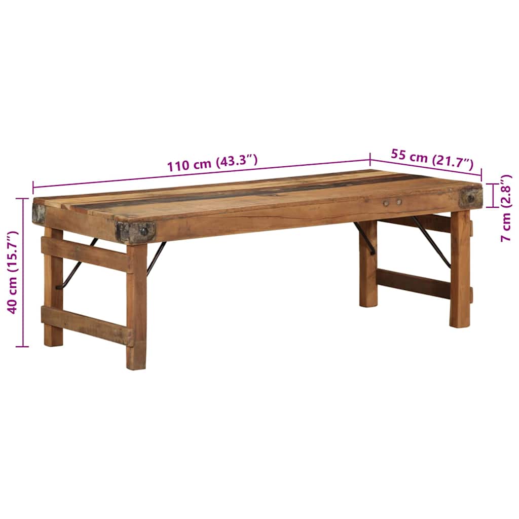 vidaXL Coffee table Brown 110 x 55 x 40 cm Solid Reclaimed Wood