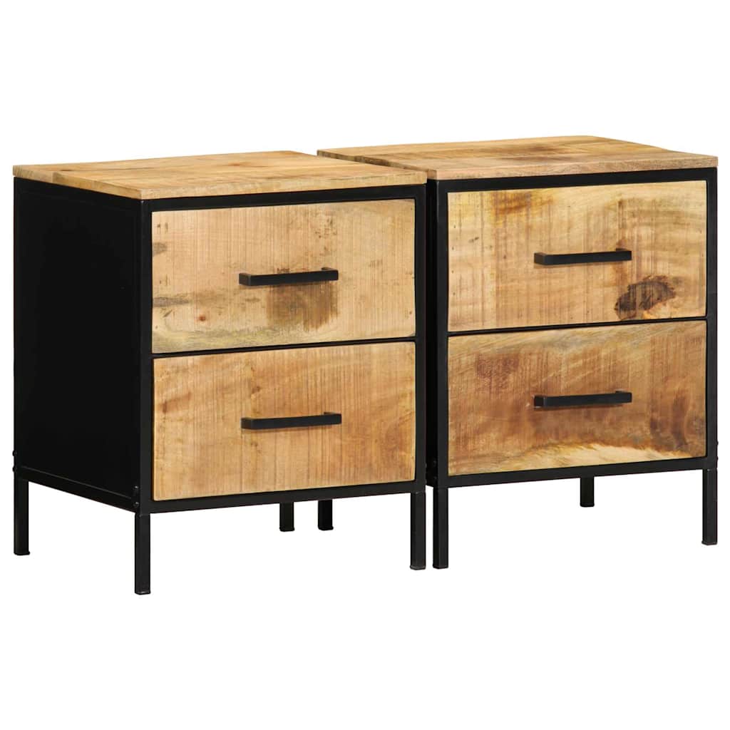vidaXL Nachtkastje Bruin en Zwart 40 x 35 x 50 cm Massief Mango Hout
