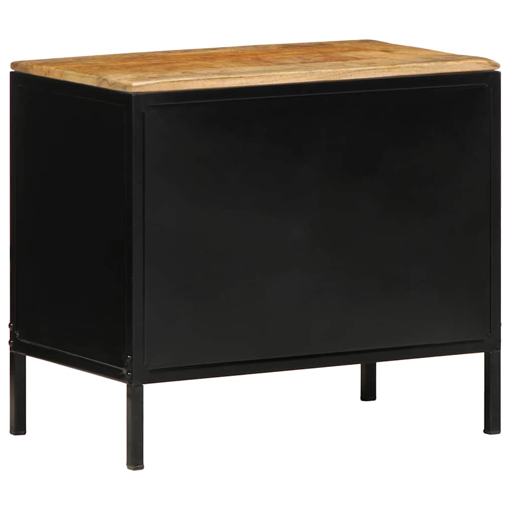 vidaXL Nachtkastje Bruin en Zwart 50 x 30 x 45 cm Massief Mango Hout