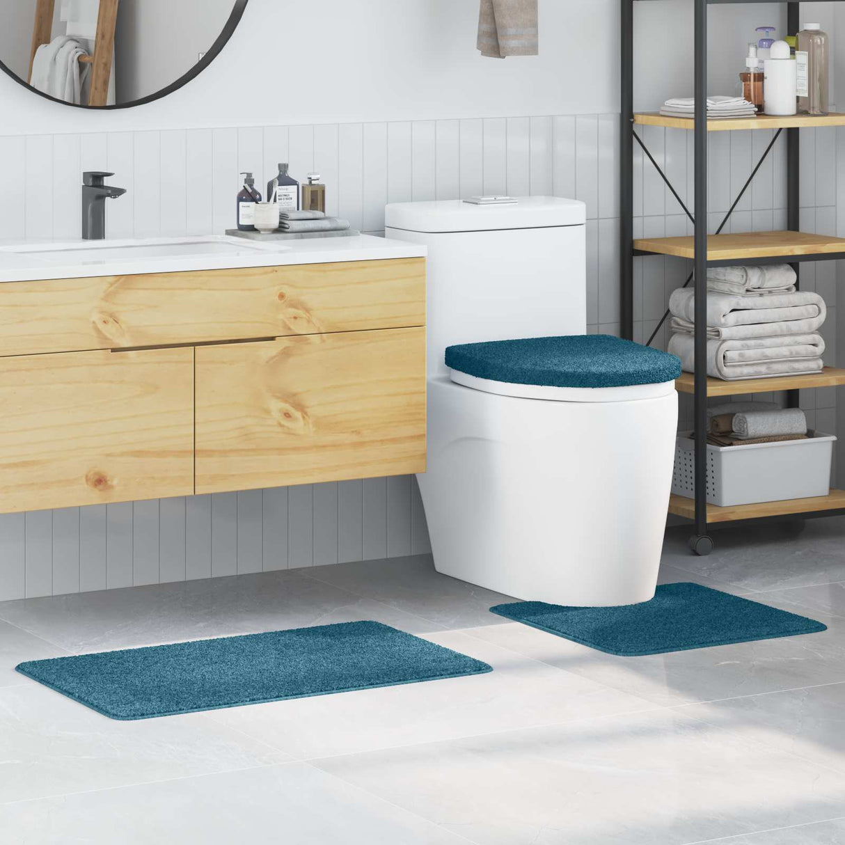 vidaXL Non-Slip Bath Mat Set 3 pcs Dark Grey PP