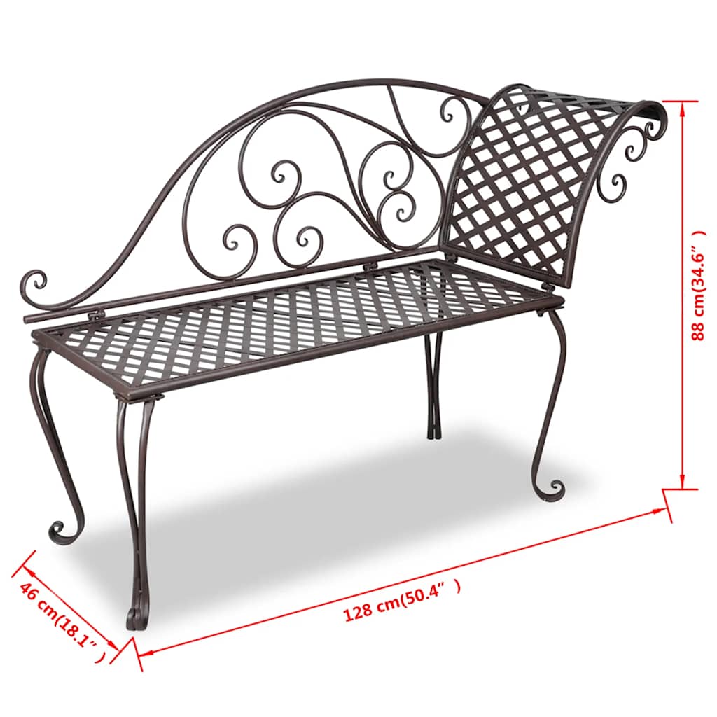 vidaXL Chaise longue 128 cm staal antiekbruin