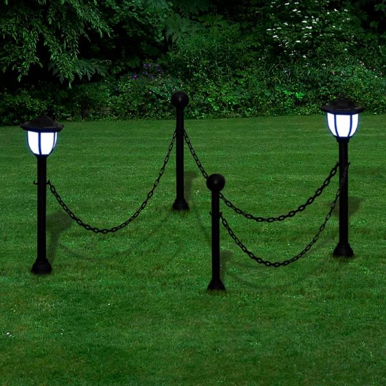 vidaXL Solar Lights 4 pcs with Fence and Poles