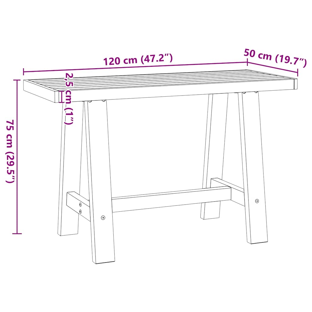 vidaXL Bureau NOAIN A-vormige poten 120x50x75 cm massief hout