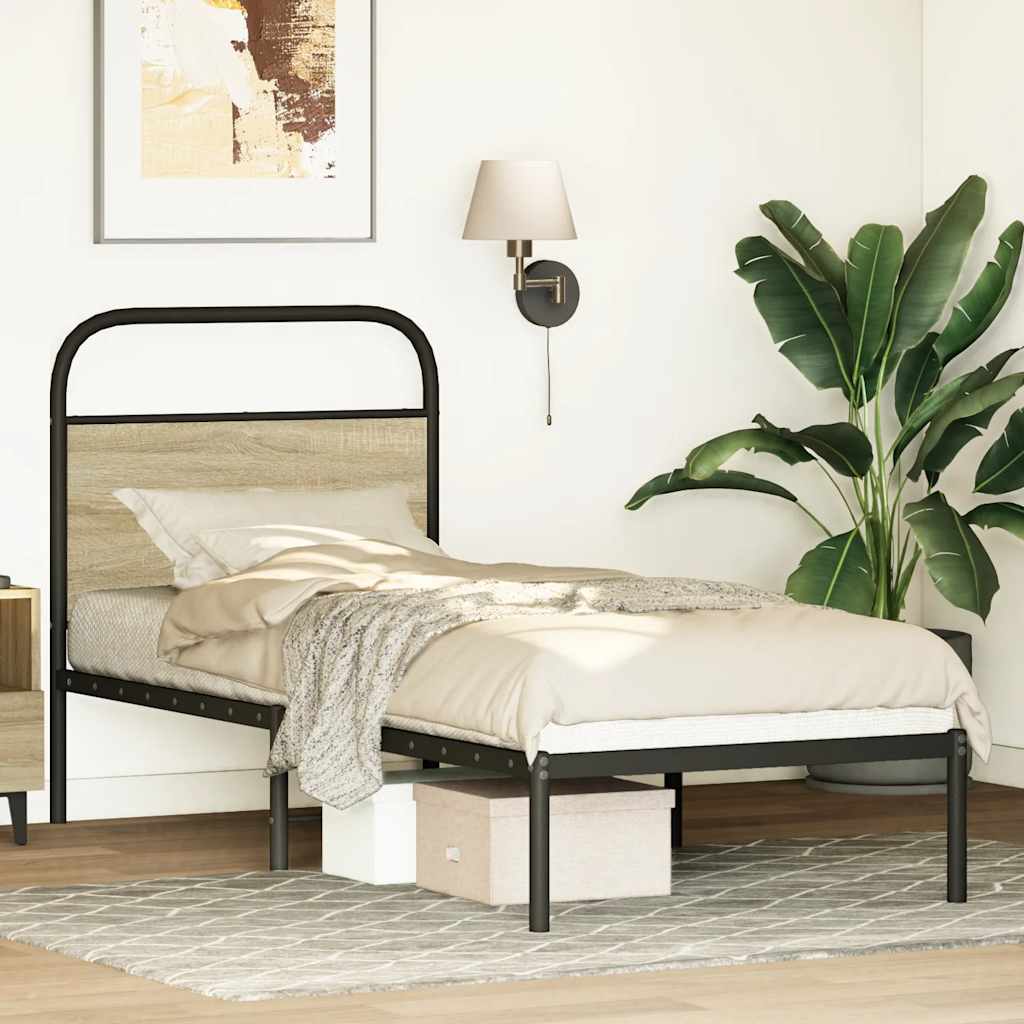 vidaXL Replacement Headboard 75 cm Steel and Engineered Wood Smoked Oak