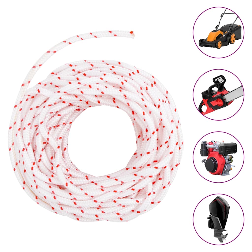 vidaXL Drawstring Starter Cord White and Red Ø3 mm 10 m Nylon